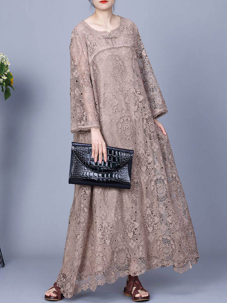 Women Summer Artsy Lace Spliced Maxi Dress KL1017 Ada Fashion