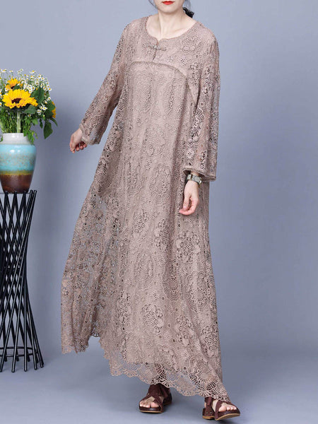 Women Summer Artsy Lace Spliced Maxi Dress KL1017 Ada Fashion