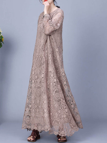 Women Summer Artsy Lace Spliced Maxi Dress KL1017 Ada Fashion