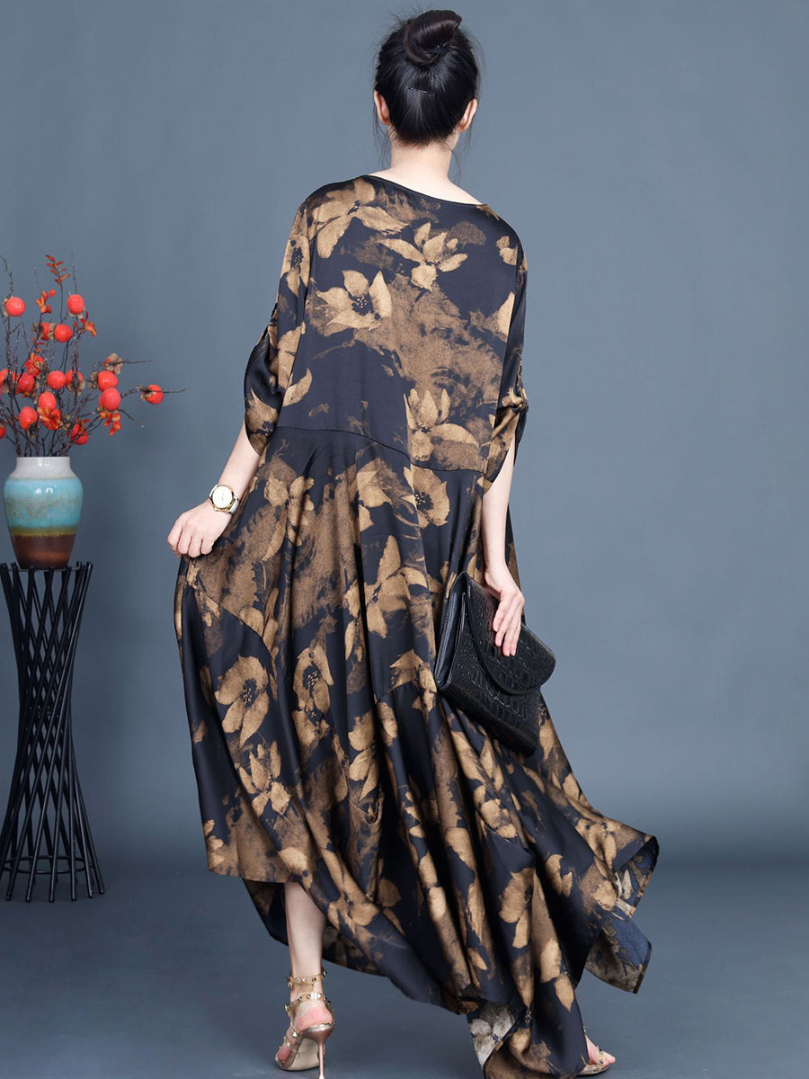 Women Summer Vintage Flower Irregular Hem Loose Dress KL1003 Ada Fashion