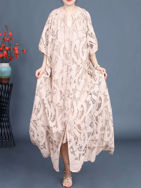 Women Summer Artsy Cutout Lace Maxi Dress LL059 ZSLS