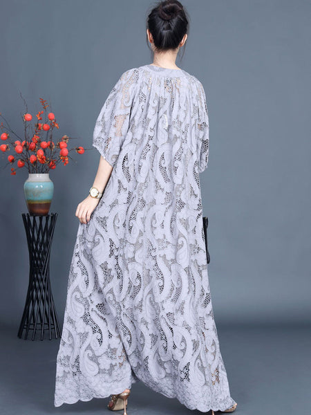 Women Summer Artsy Cutout Lace Maxi Dress LL059 ZSLS
