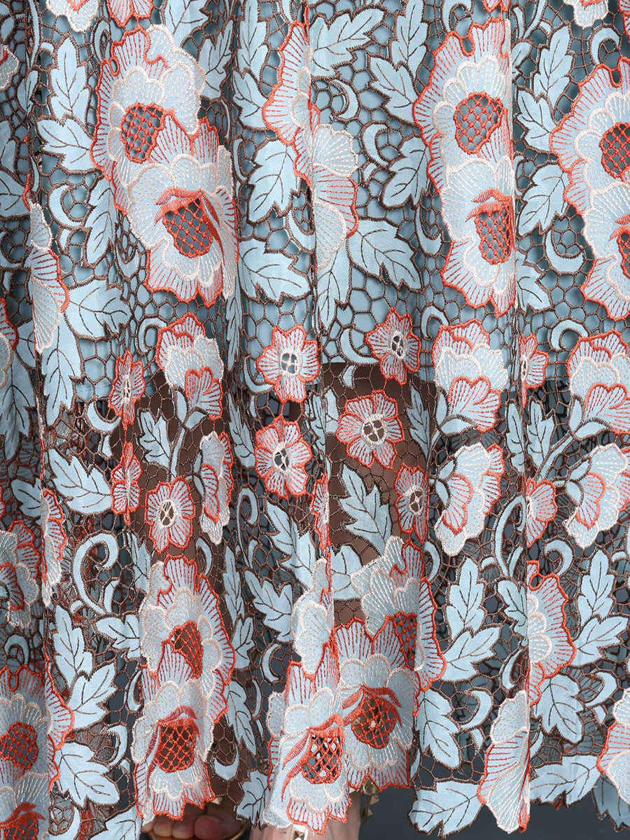Women Artsy Summer Flower Lace Dual-layer Maxi Dress KL1051 Ada Fashion