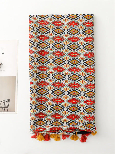 Women Ethnic Print Tassel Shawl Scarf PA1028 Ada Fashion
