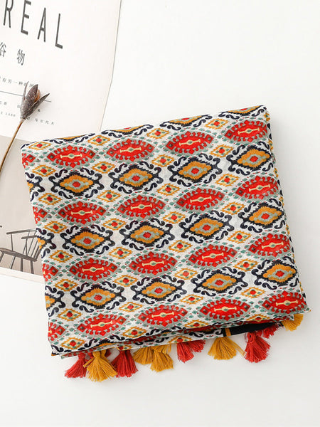 Women Ethnic Print Tassel Shawl Scarf PA1028 Ada Fashion