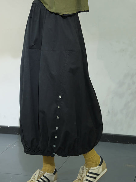 Women Artsy Solid Summer Button Cotton Skirt KL1017 Ada Fashion