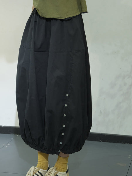 Women Artsy Solid Summer Button Cotton Skirt KL1017 Ada Fashion