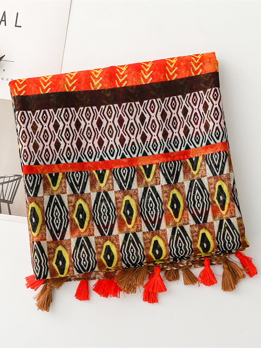 Women Summer Ethnic Print Tassel Shawl Scarf KL1020 Ada Fashion