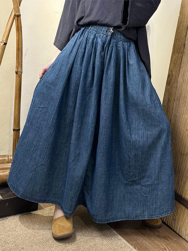 Women Summer Casual Denim Solid Loose Skirt SC1047 Ada Fashion