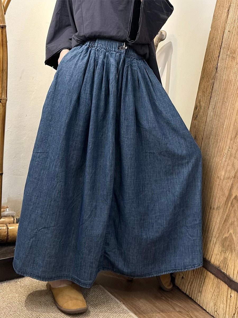 Women Summer Casual Denim Solid Loose Skirt SC1047 Ada Fashion