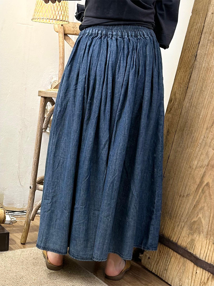 Women Summer Casual Denim Solid Loose Skirt SC1047 Ada Fashion