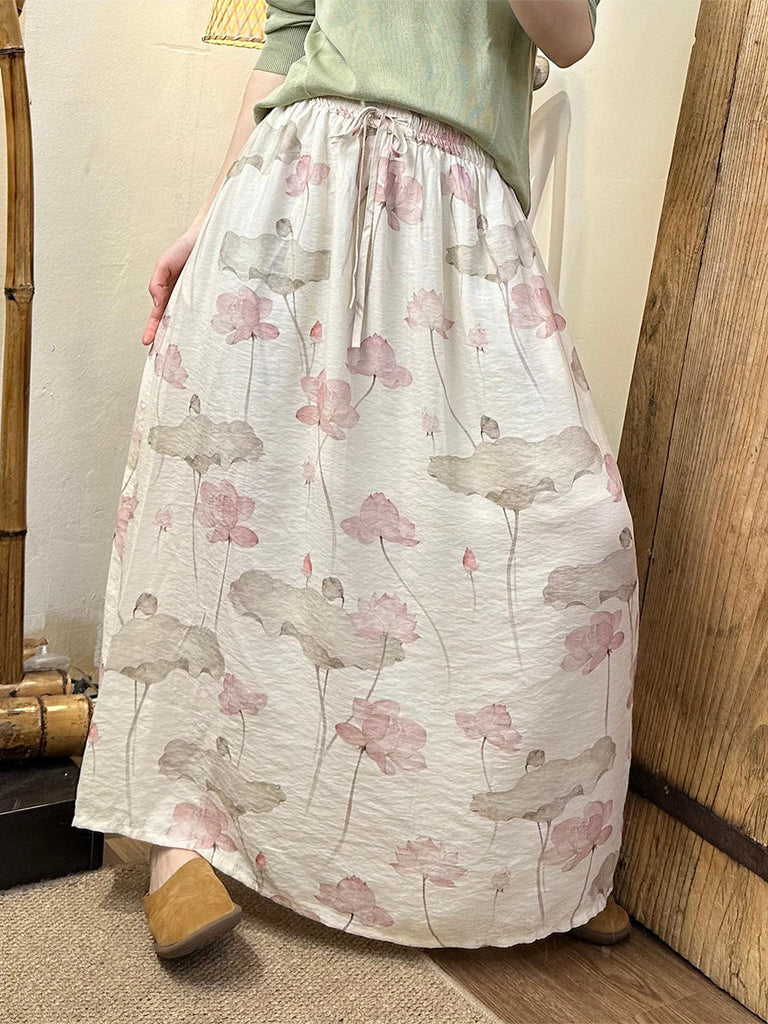 Women Summer Floral Linen Dual-side Loose Skirt SC1048 Ada Fashion