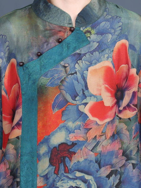 Women Summer Vintage Flower Spliced Robe Dress SC1005 Ada Fashion