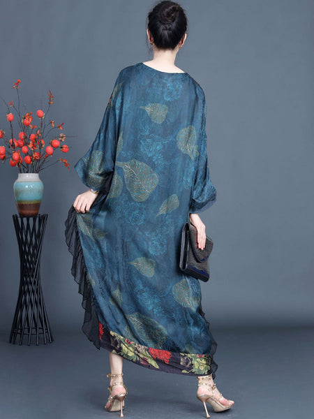 Women Summer Artsy Floral Spliced V-Neck Dress SC1006 Ada Fashion