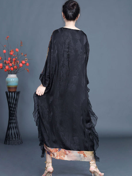 Women Summer Artsy Floral Spliced V-Neck Dress SC1006 Ada Fashion