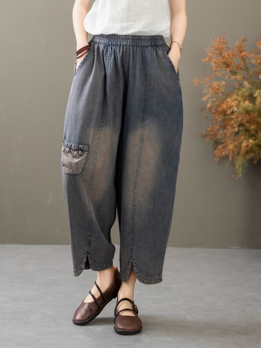 Women Summer Vintage Spliced Denim Shirt+Pants XX1035 Ada Fashion