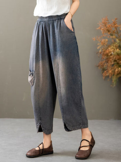 Women Summer Vintage Spliced Denim Shirt+Pants XX1035 Ada Fashion