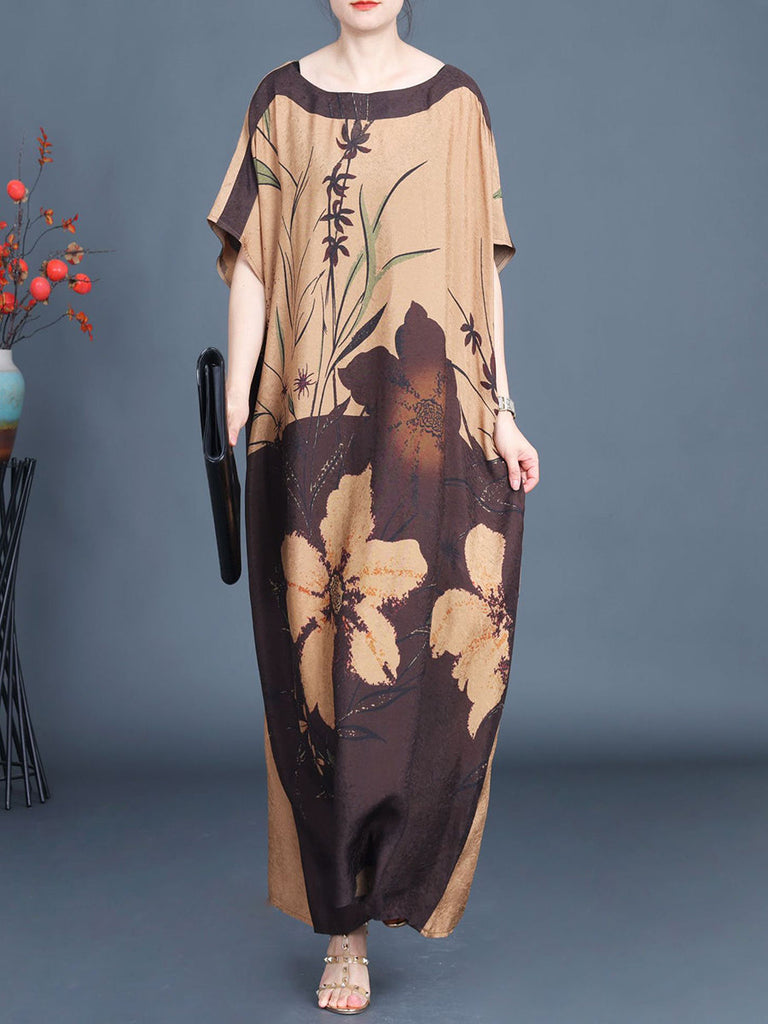 Women Summer Artsy Flower Colorblock Maxi Dress XX1049 Ada Fashion