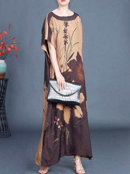 Women Summer Artsy Flower Colorblock Maxi Dress XX1049 Ada Fashion