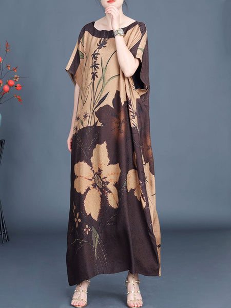 Women Summer Artsy Flower Colorblock Maxi Dress XX1049 Ada Fashion
