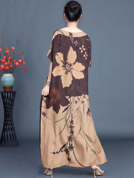 Women Summer Artsy Flower Colorblock Maxi Dress XX1049 Ada Fashion