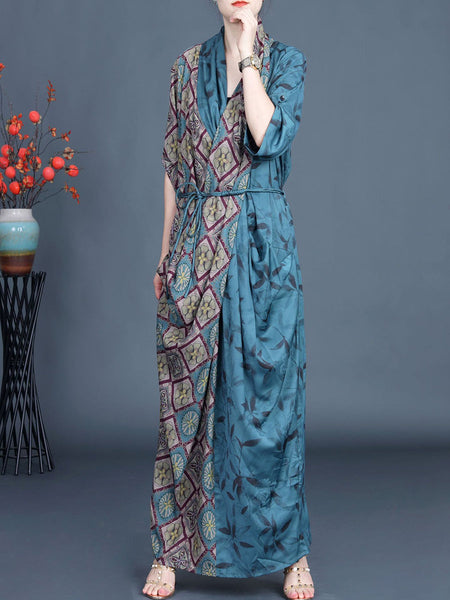 Women Vintage Summer Rhomboids Spliced Irregular Dress XX1059 Ada Fashion