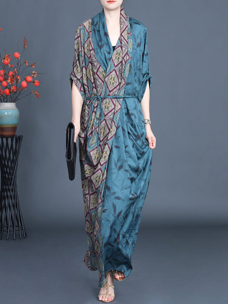 Women Vintage Summer Rhomboids Spliced Irregular Dress XX1059 Ada Fashion