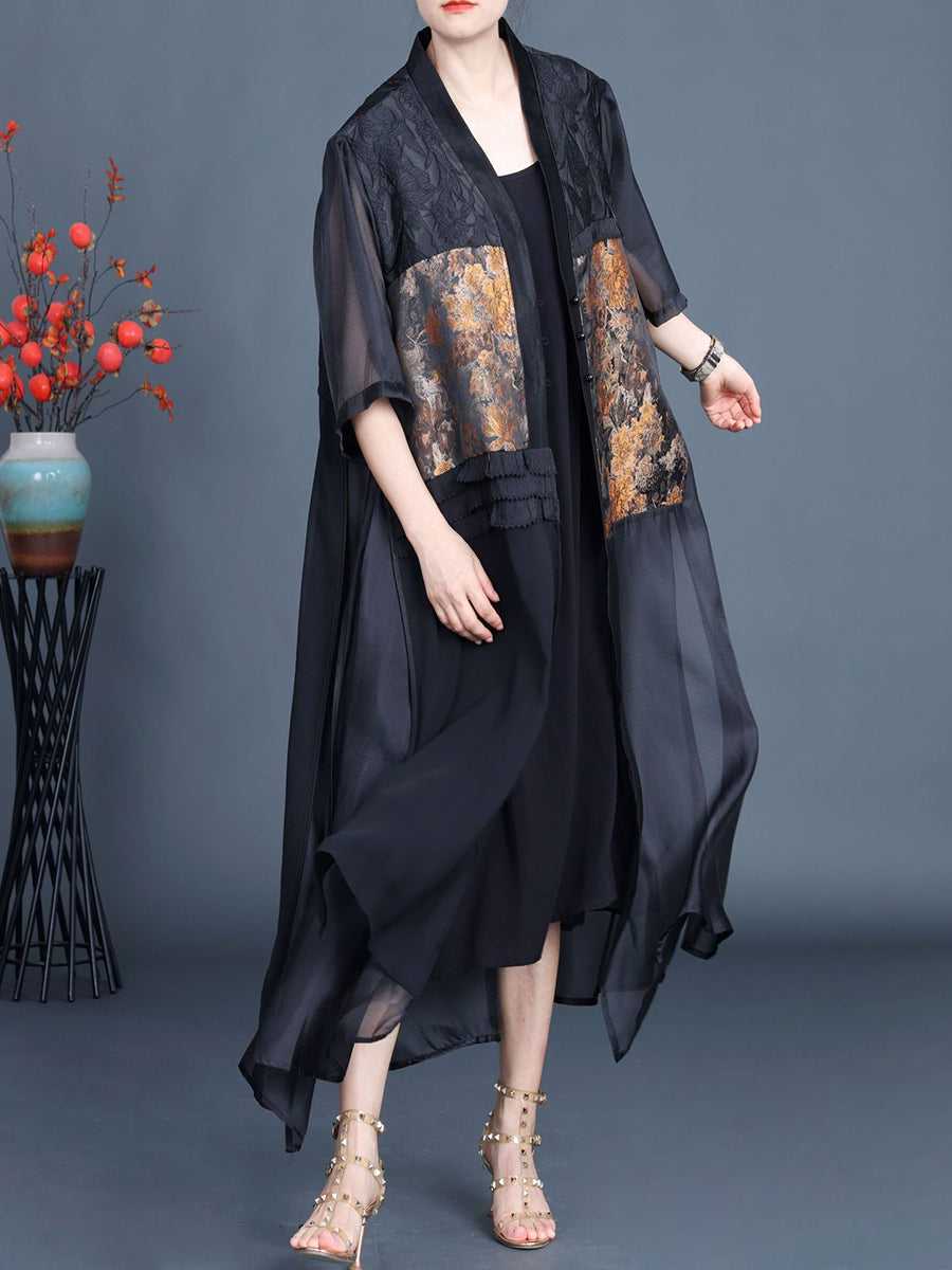 Women Vintage Summer Flower Spliced Jacquard Outwear XX1004 Ada Fashion