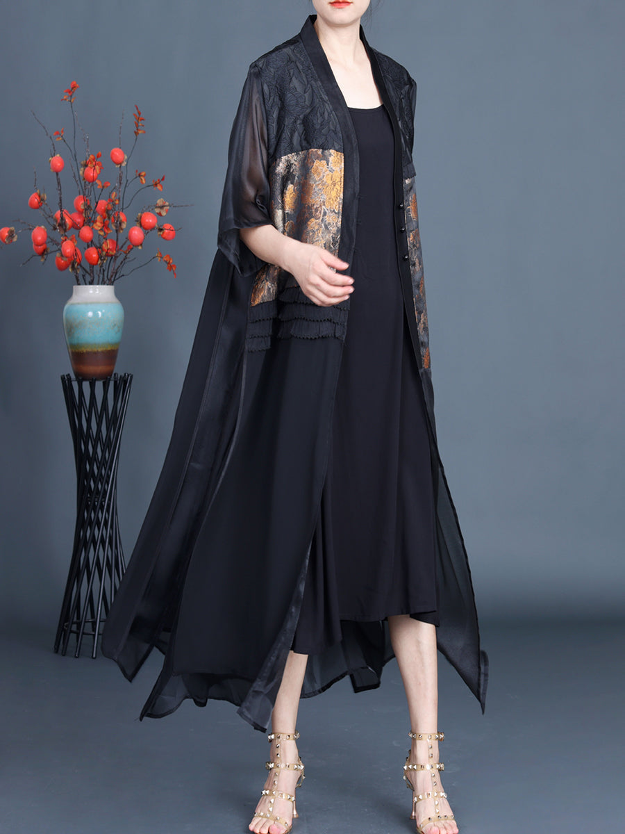 Women Vintage Summer Flower Spliced Jacquard Outwear XX1004 Ada Fashion