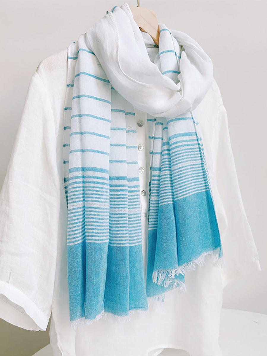 Women Summer Cotton Stripe Shawl Scarf XX1006 Ada Fashion