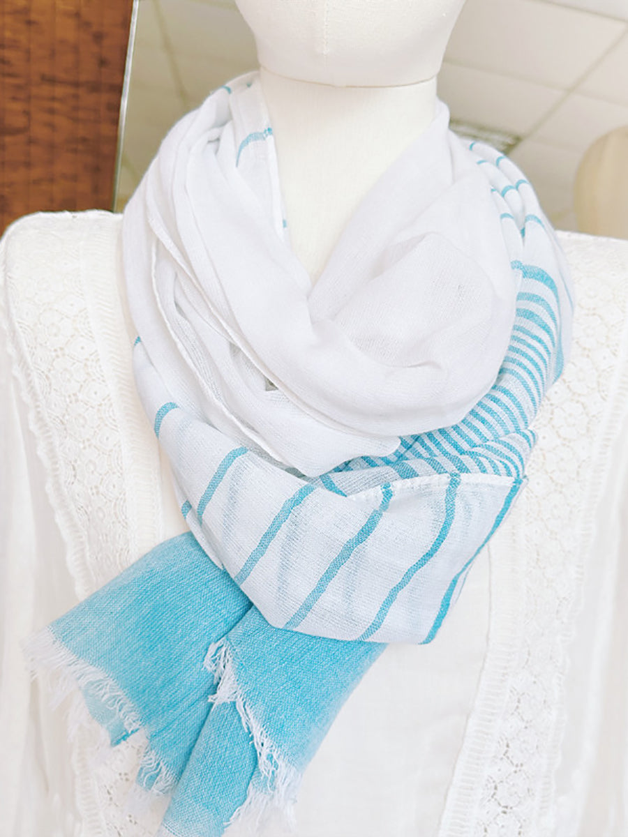 Women Summer Cotton Stripe Shawl Scarf XX1006 Ada Fashion