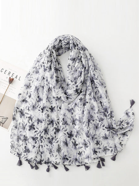 Women Spring Floral Tassel Shawl Scarf XX1017 Ada Fashion