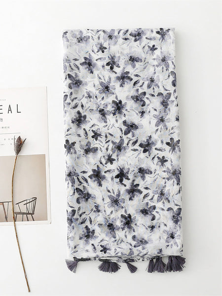 Women Spring Floral Tassel Shawl Scarf XX1017 Ada Fashion
