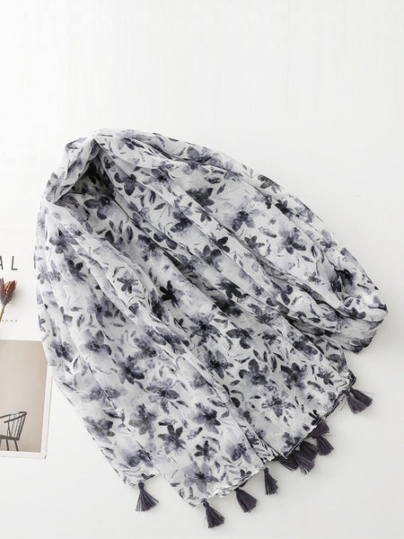 Women Spring Floral Tassel Shawl Scarf XX1017 Ada Fashion