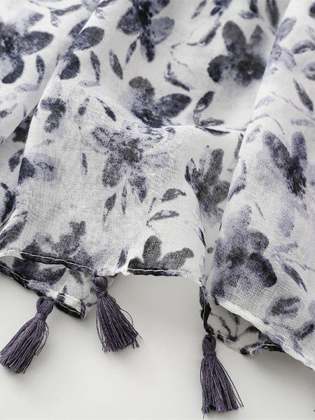 Women Spring Floral Tassel Shawl Scarf XX1017 Ada Fashion