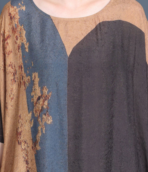 Women Artsy Flower Spliced Loose Maxi Dress AA1003 Ada Fashion