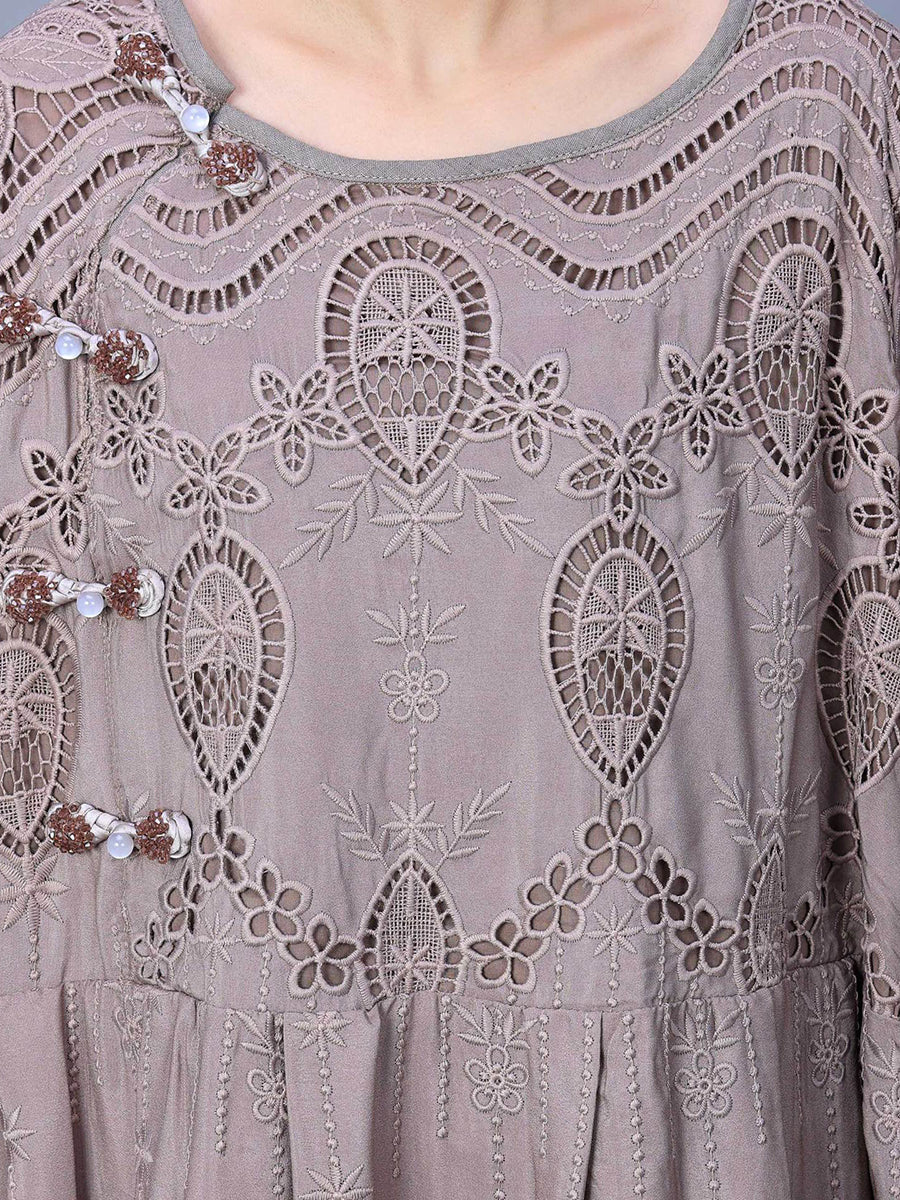 Women Summer Artsy Embroidery Loose Maxi Dress AA1031 Ada Fashion