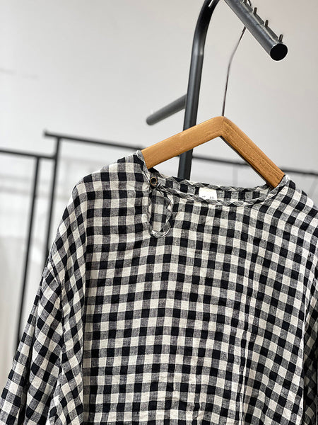 Plus Size Women Casual Plaid Strap 100%Cotton Shirt AA1053 Ada Fashion