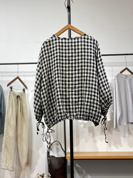 Plus Size Women Casual Plaid Strap 100%Cotton Shirt AA1053 Ada Fashion