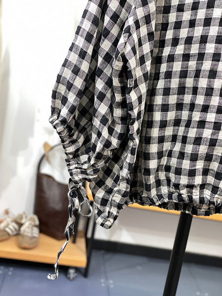 Plus Size Women Casual Plaid Strap 100%Cotton Shirt AA1053 Ada Fashion