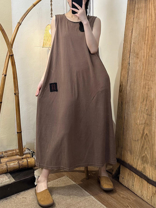 Women Summer CasuaL Solid Patch Spliced Vest Dress QW1021 Ada Fashion