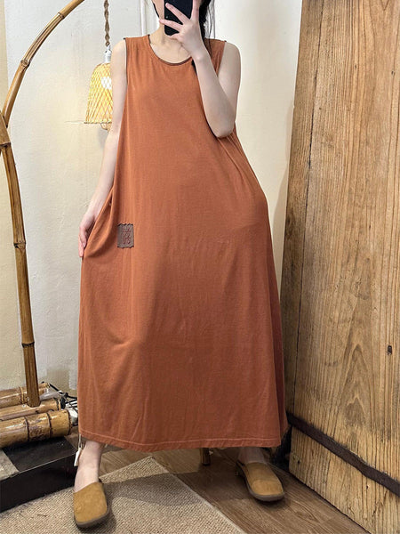 Women Summer CasuaL Solid Patch Spliced Vest Dress QW1021 Ada Fashion