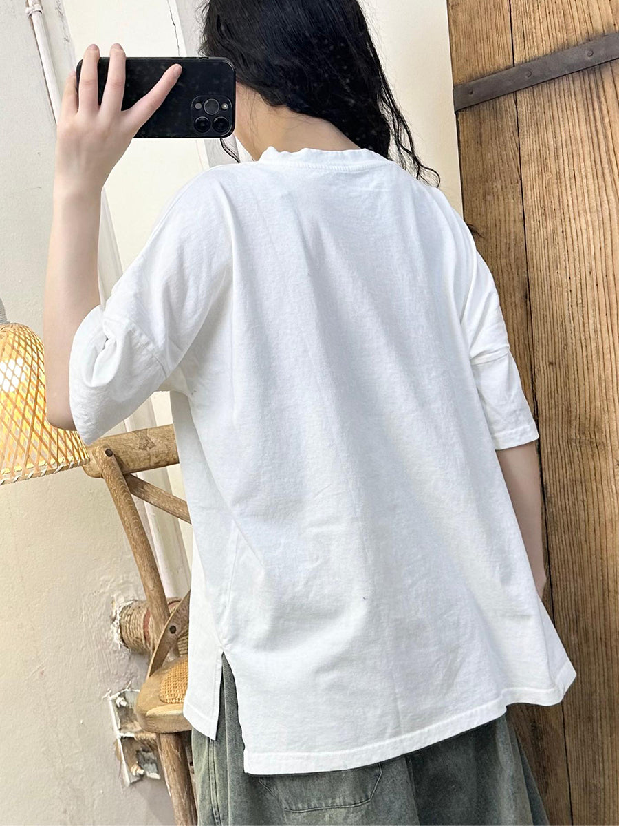 Women Ethnic Flower Embroidery Cotton Summer Shirt WE1047 Ada Fashion