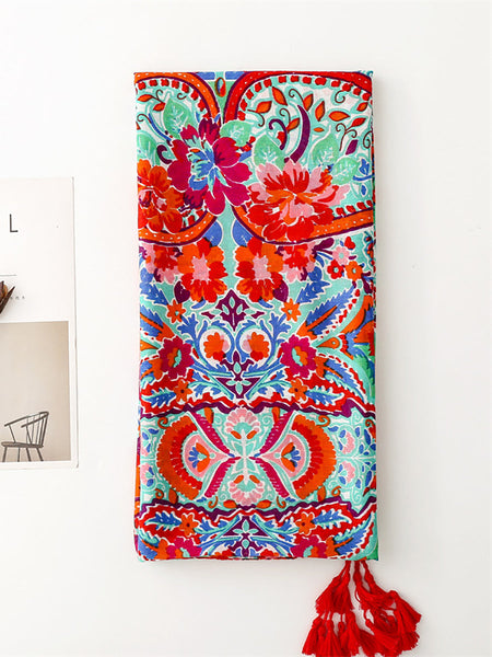 Women Artsy Flower Tassel Travel Shawl Scarf WE1036 Ada Fashion