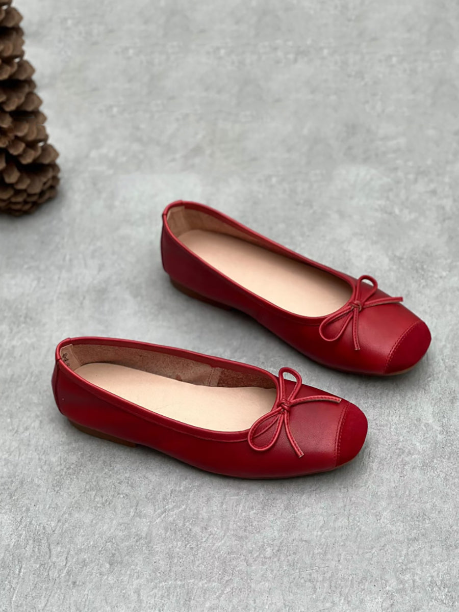 Women Summer Elegant Leather Solid Bowknot Flat Shoes WE1041 Ada Fashion