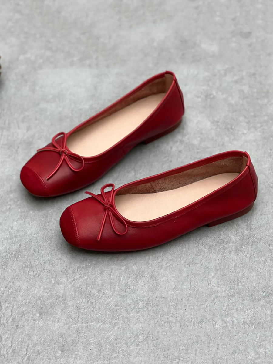 Women Summer Elegant Leather Solid Bowknot Flat Shoes WE1041 Ada Fashion