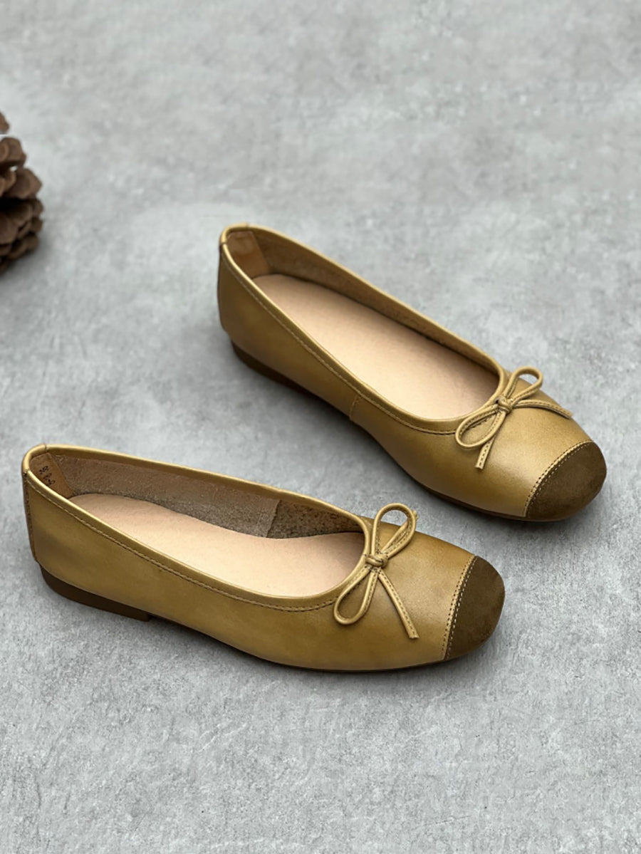 Women Summer Elegant Leather Solid Bowknot Flat Shoes WE1041 Ada Fashion