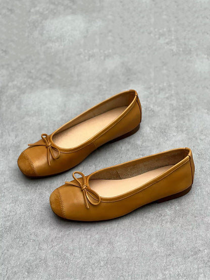 Women Summer Elegant Leather Solid Bowknot Flat Shoes WE1041 Ada Fashion