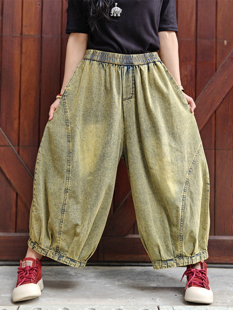 Women Summer Retro Washed Denim Harem Pants WE1040 Ada Fashion