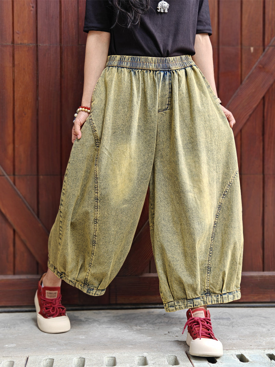 Women Summer Retro Washed Denim Harem Pants WE1040 Ada Fashion